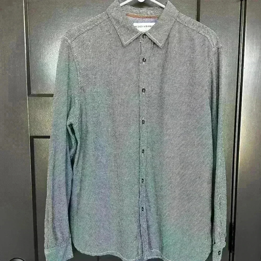 Men's Hudson & Barrow Mountain Flannel Cotton Button Down Shirt SIze Large